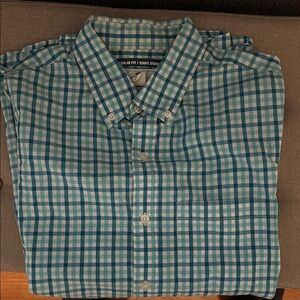 Old Navy Regular Fit Medium Men's Plaid Button-Down Shirt - Blue/White